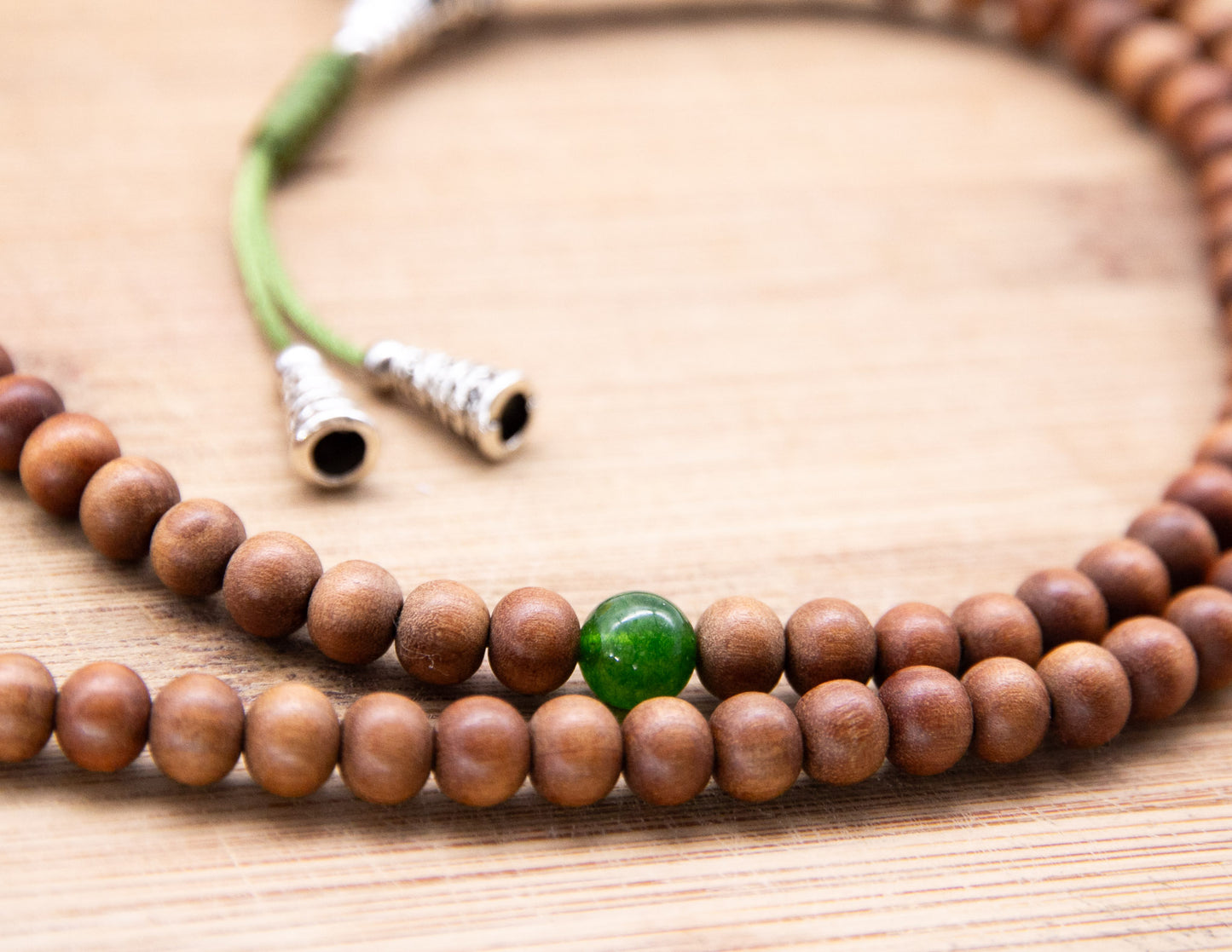 Sandalwood & Taiwanese Jade Mala – 7mm