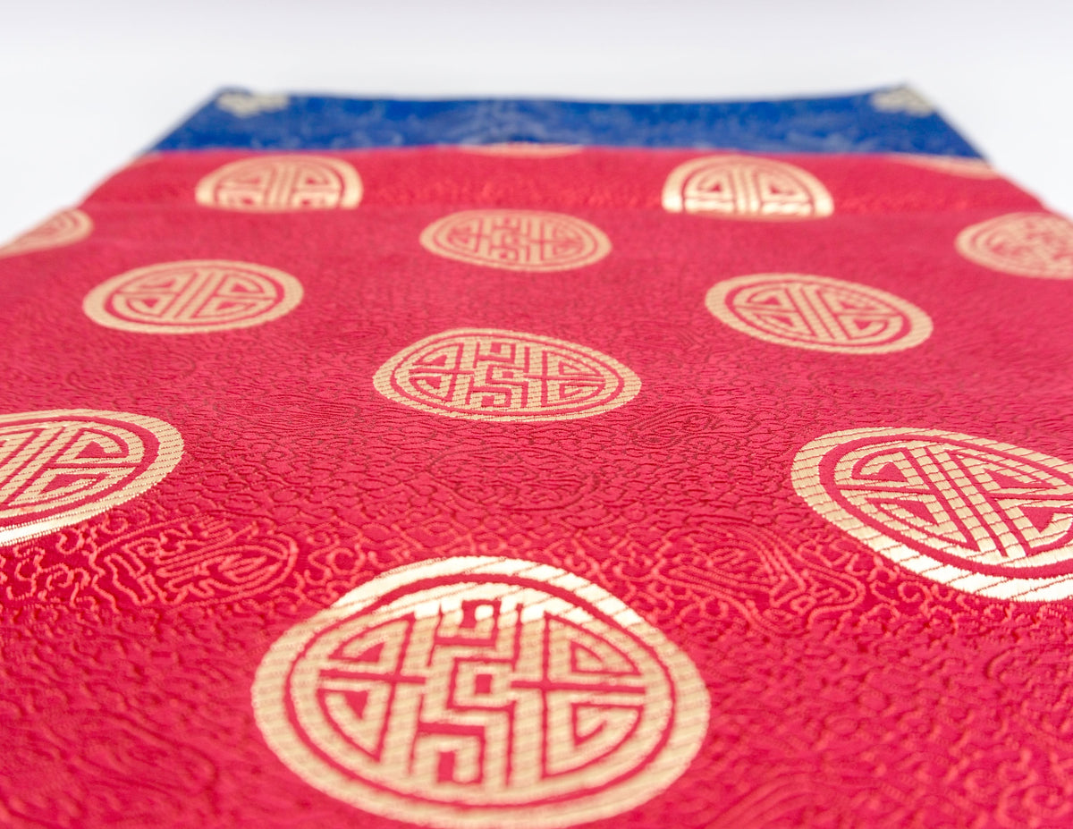 Rectangular Brocade Cloth 84x54cm - Long Life, Deep Red & Blue