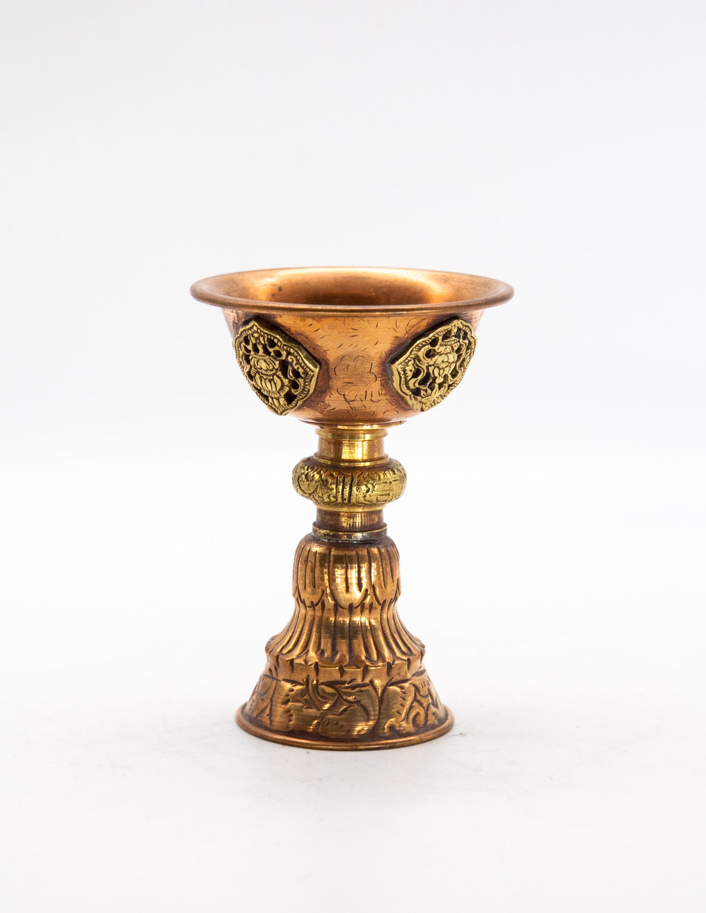Geprägte Butterlampe, Kupfer – Tashi