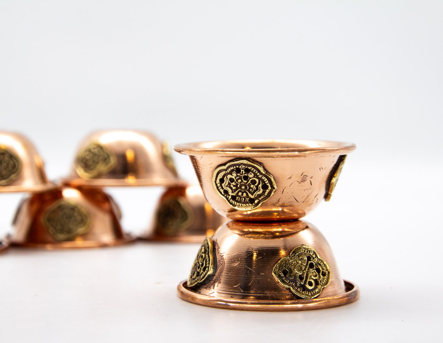 Motiv-Opferschalen-Set, Kupfer und Messing