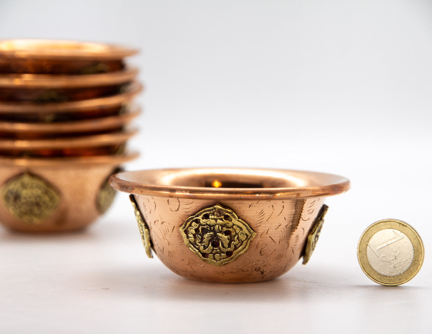 Motiv-Opferschalen-Set, Kupfer und Messing