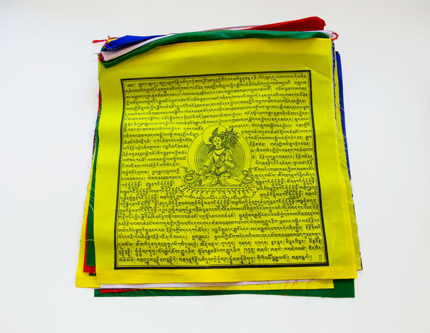 Große weiße Sonnenschirm-Gebetsfahne, 32 x 34 cm, 8,2 m