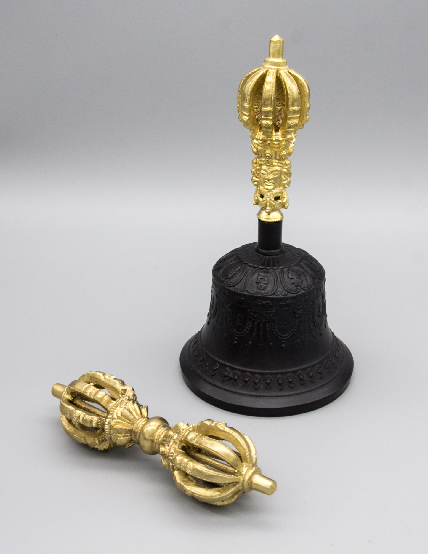 9-Pronged Black Bell & Dorje with Gold Contrast II – Standard