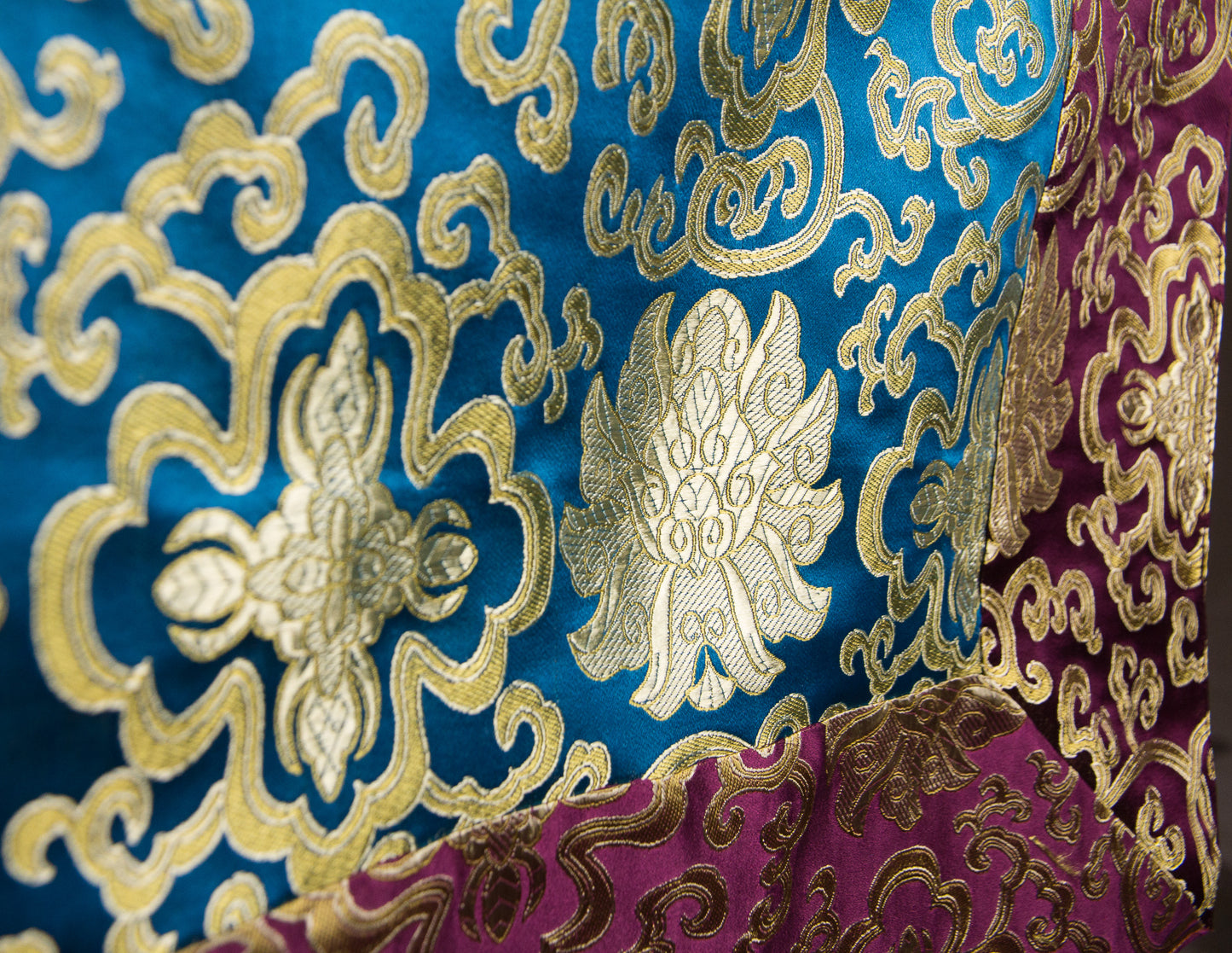 Square Brocade Cloth / Practice Table Cover – Purple & Turquoise