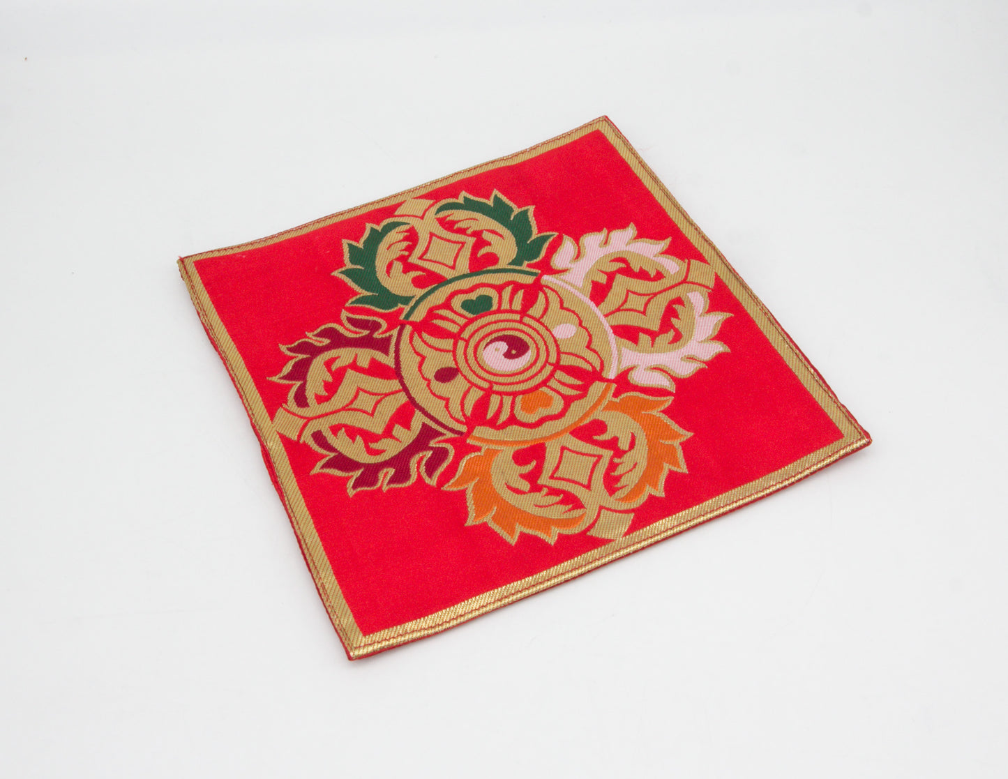 Quadratisches Brokattuch / Glocke und Dorje-Matte – Doppel-Dorje