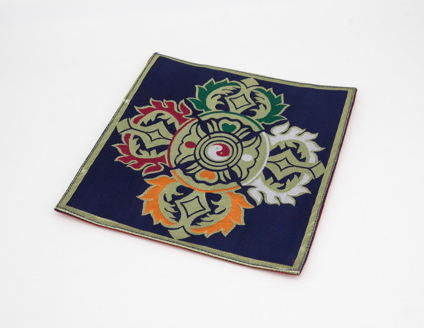 Quadratisches Brokattuch / Glocke und Dorje-Matte – Doppel-Dorje