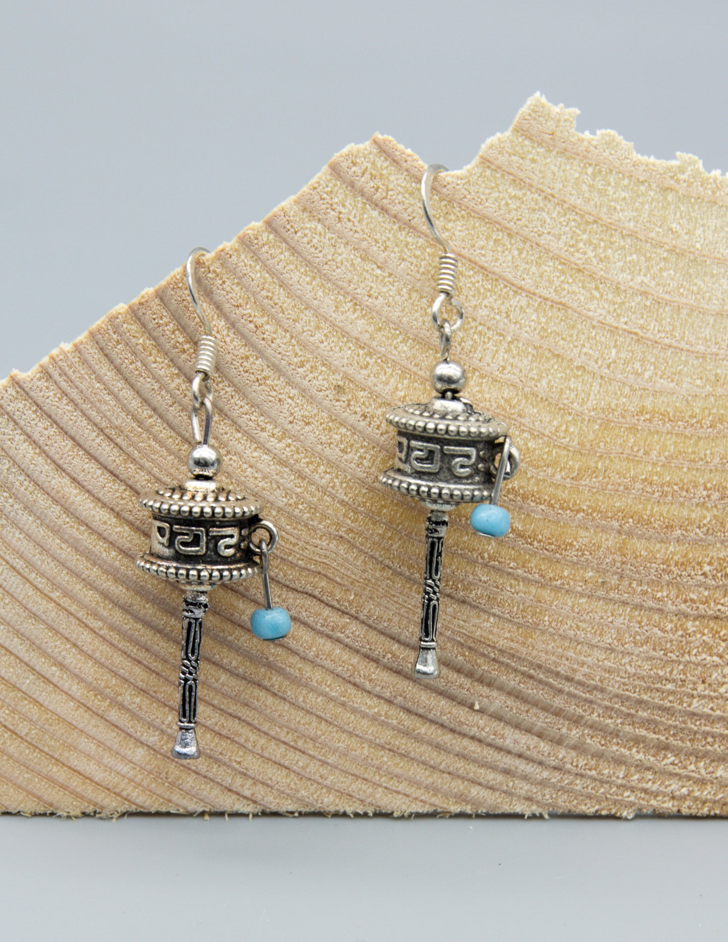 Miniature Prayer Wheel Earrings