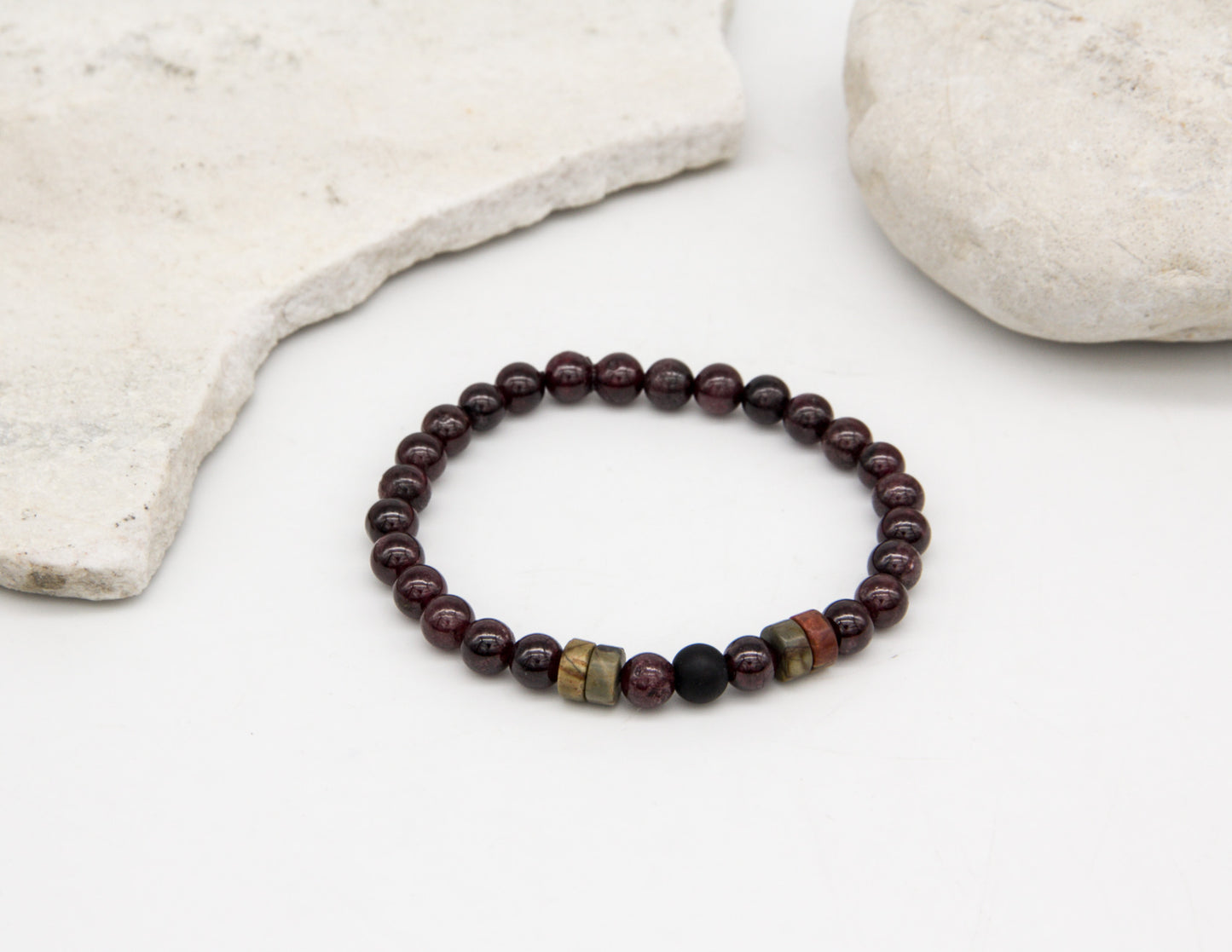 Granat & Onyx Armband – 6mm