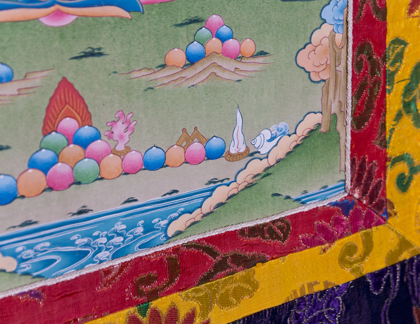 Manjushri Thangka VII with old brocade