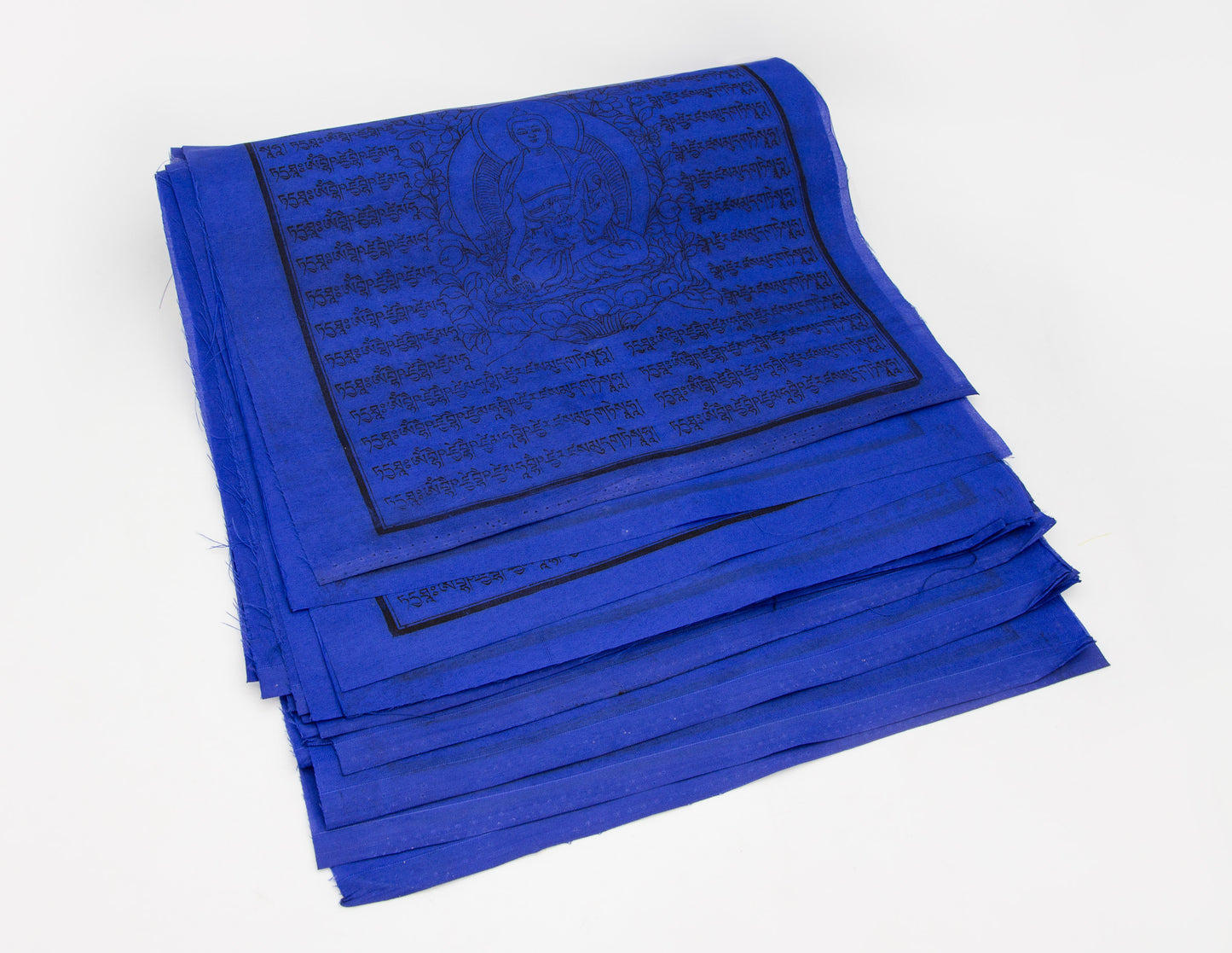 Große Medizin-Buddha-Gebetsfahnen, 33 x 33 cm, 8,5 m, blau