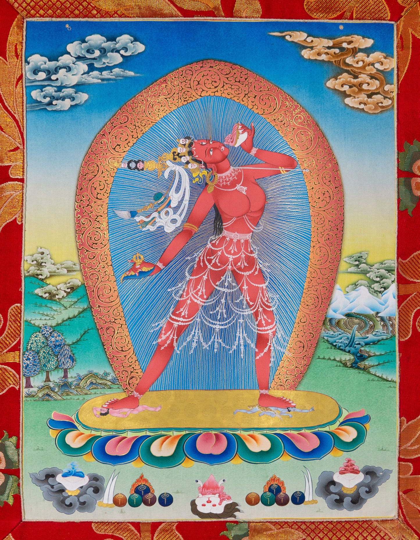 Vajrayogini Thangka II mit altem Brokat