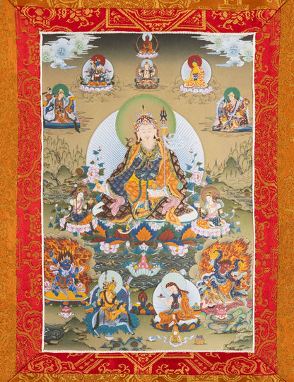 Guru Rinpoche mit 8 Manifestationen Thangka II