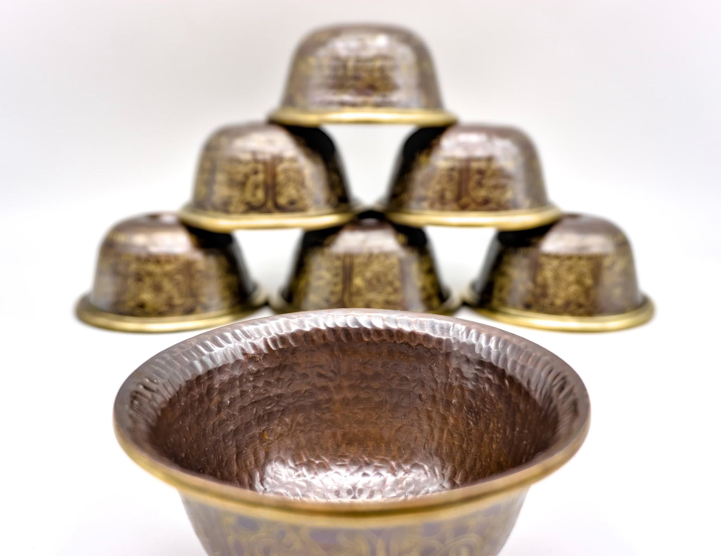 Graviertes Opferschalen-Set – oxidiertes Kupfer