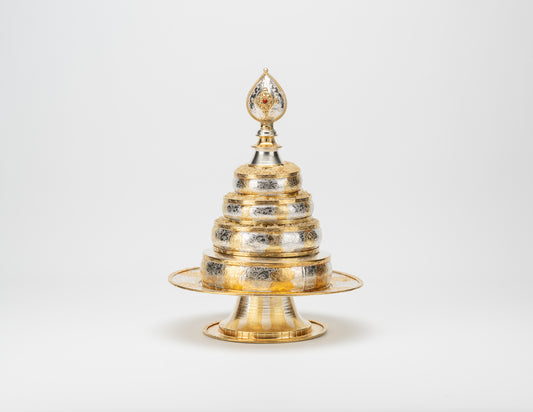 Handgefertigtes Mandala-Set aus Gold und Silber, extra groß (48)