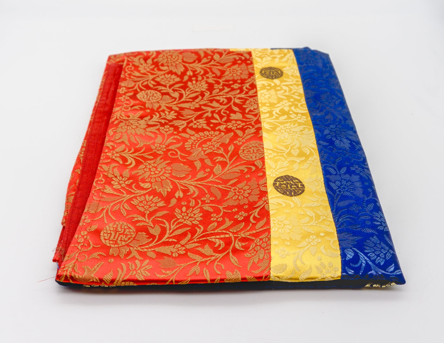 Quadratischer Blumenbrokat, 3 Farben – Blaue Mitte, 90 x 90 cm