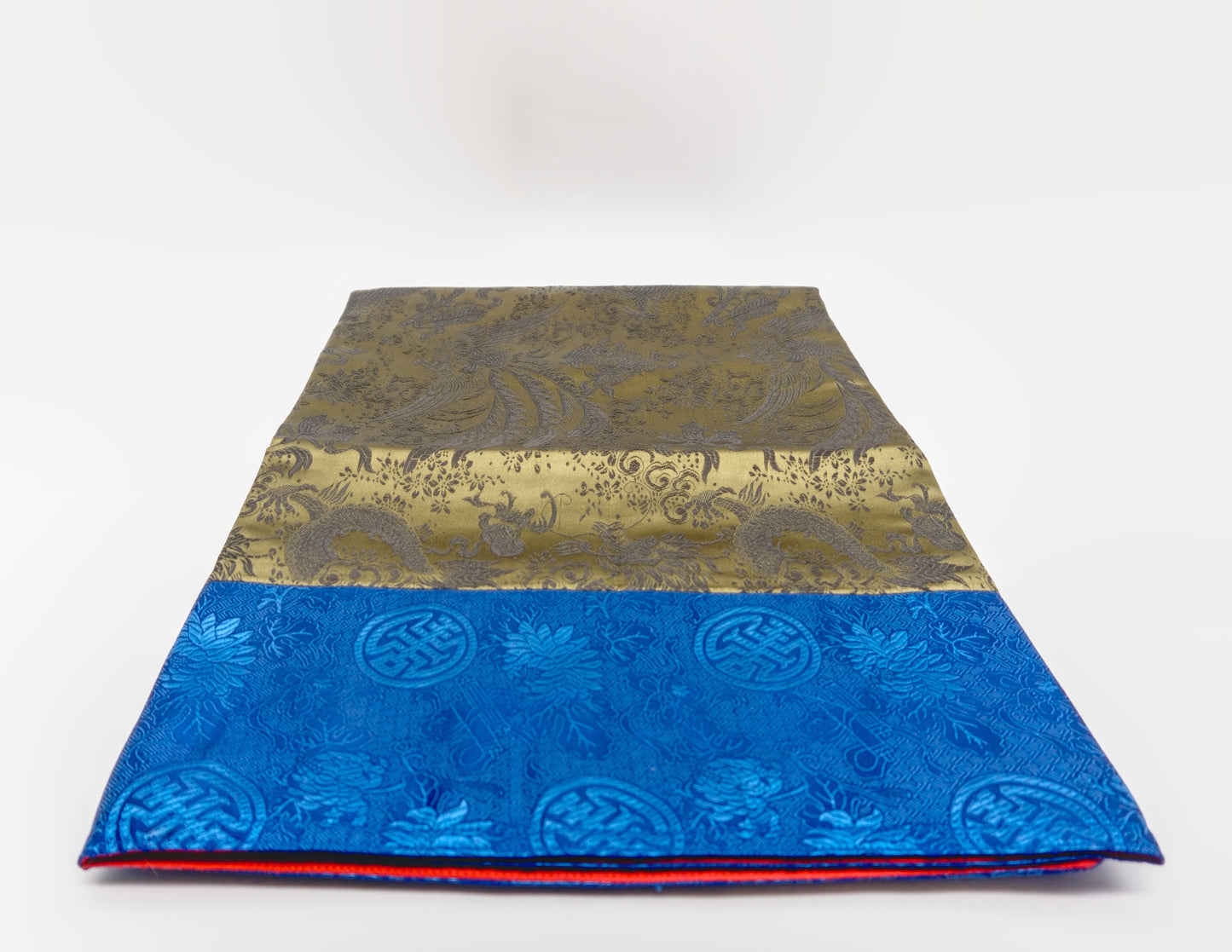 Square Brocade 'Dragon' – Olive Green Center 90x90 cm
