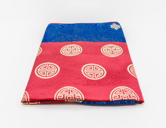 Rectangular Brocade Cloth 84x54cm - Long Life, Deep Red & Blue