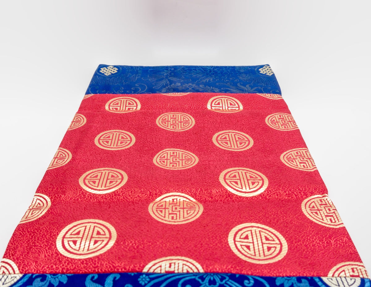 Rectangular Brocade Cloth 84x54cm - Long Life, Deep Red & Blue