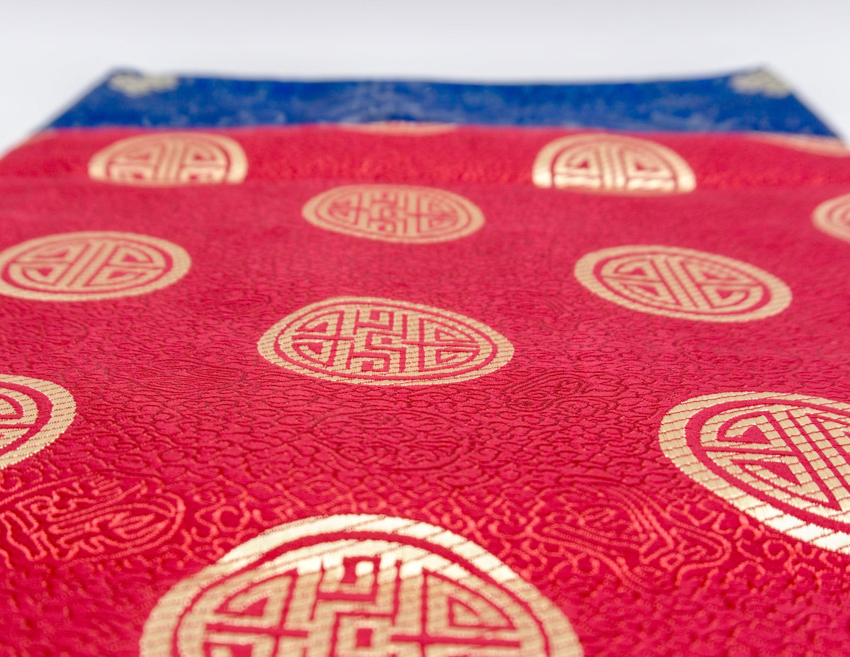 Rectangular Brocade Cloth 84x54cm - Long Life, Deep Red & Blue
