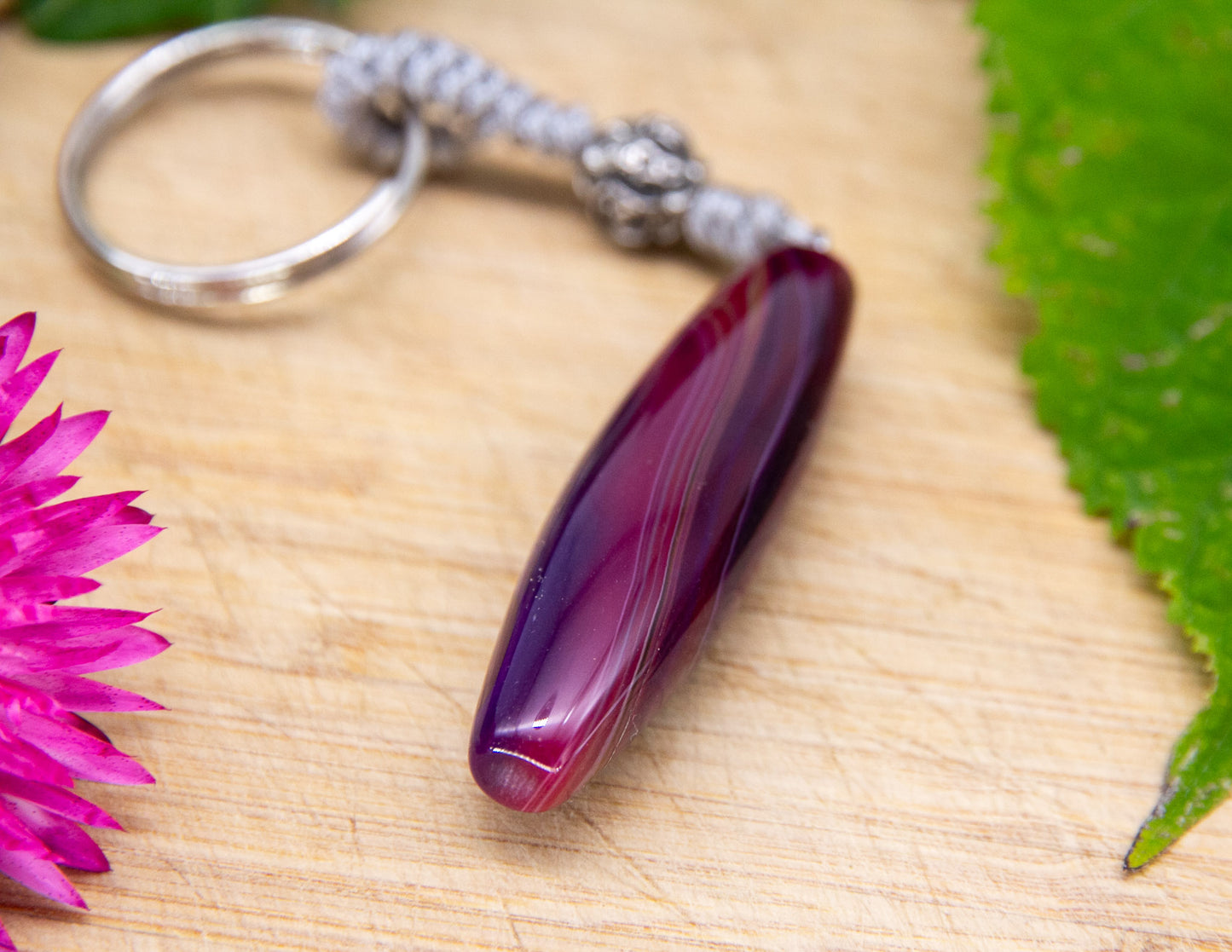 Purple Banded Agate Keychain