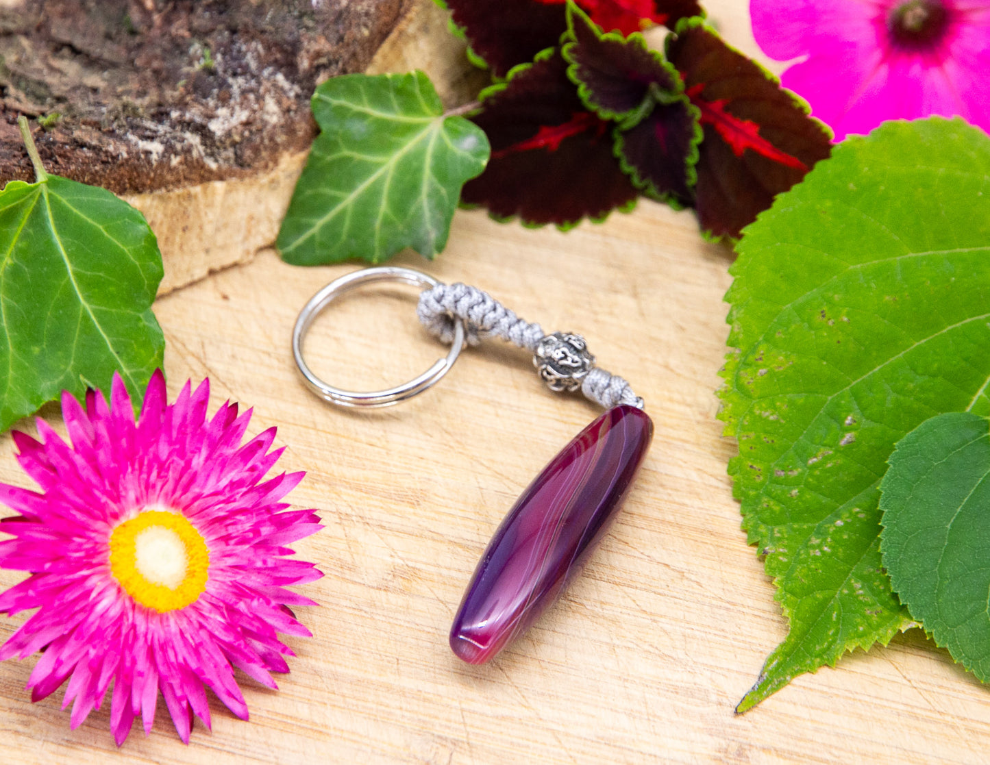 Purple Banded Agate Keychain