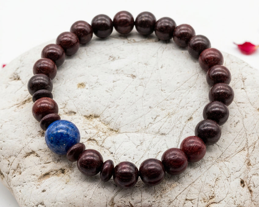 Red Sandal & Lapis Lazuli Bracelet – 9mm