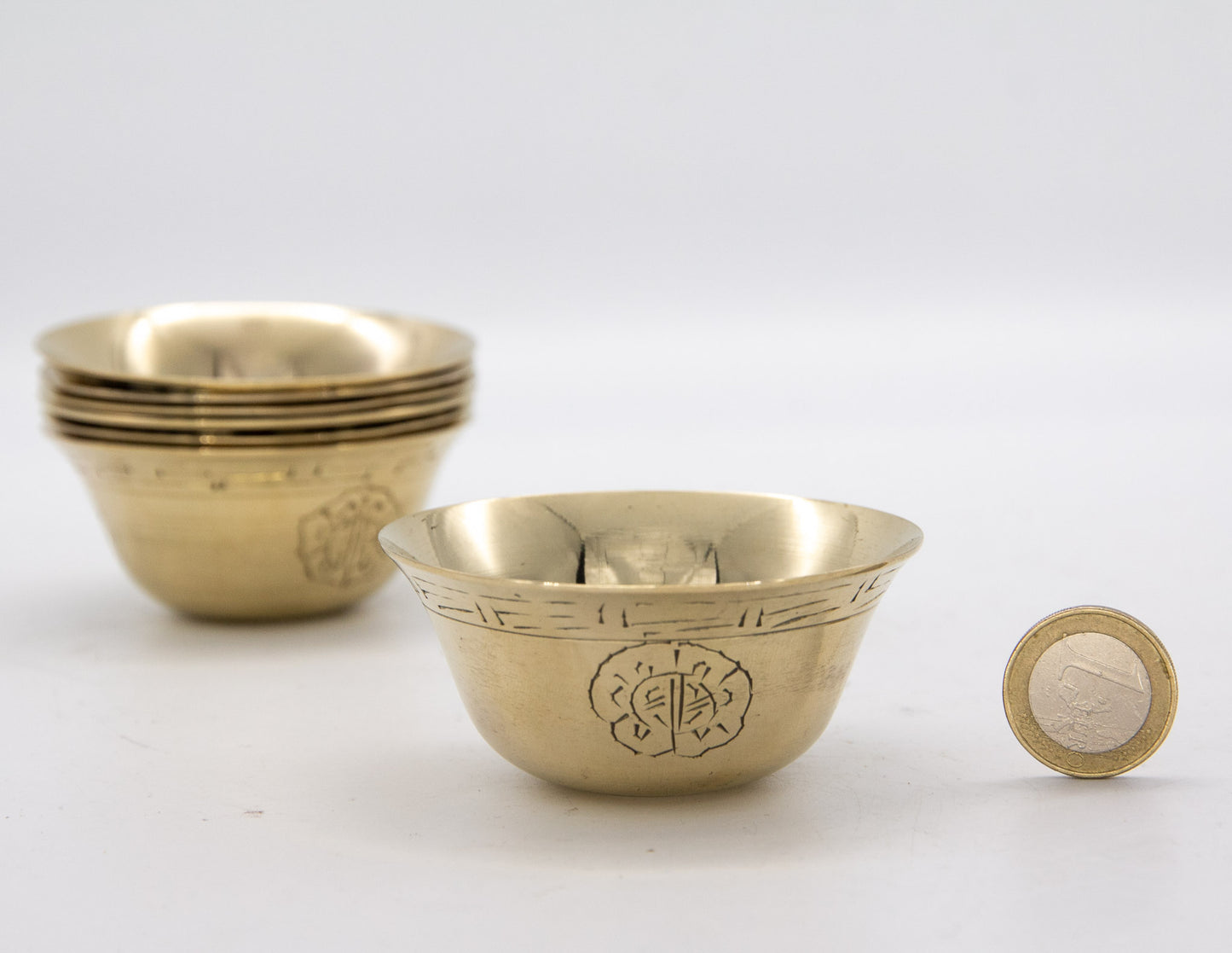 Brass-Plated Offering Bowl Set