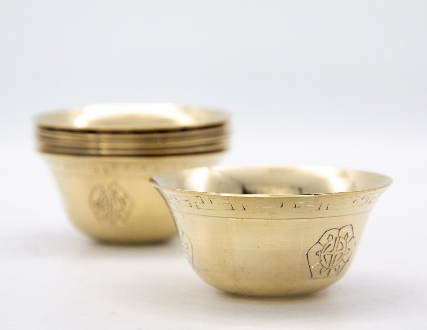 Brass-Plated Offering Bowl Set