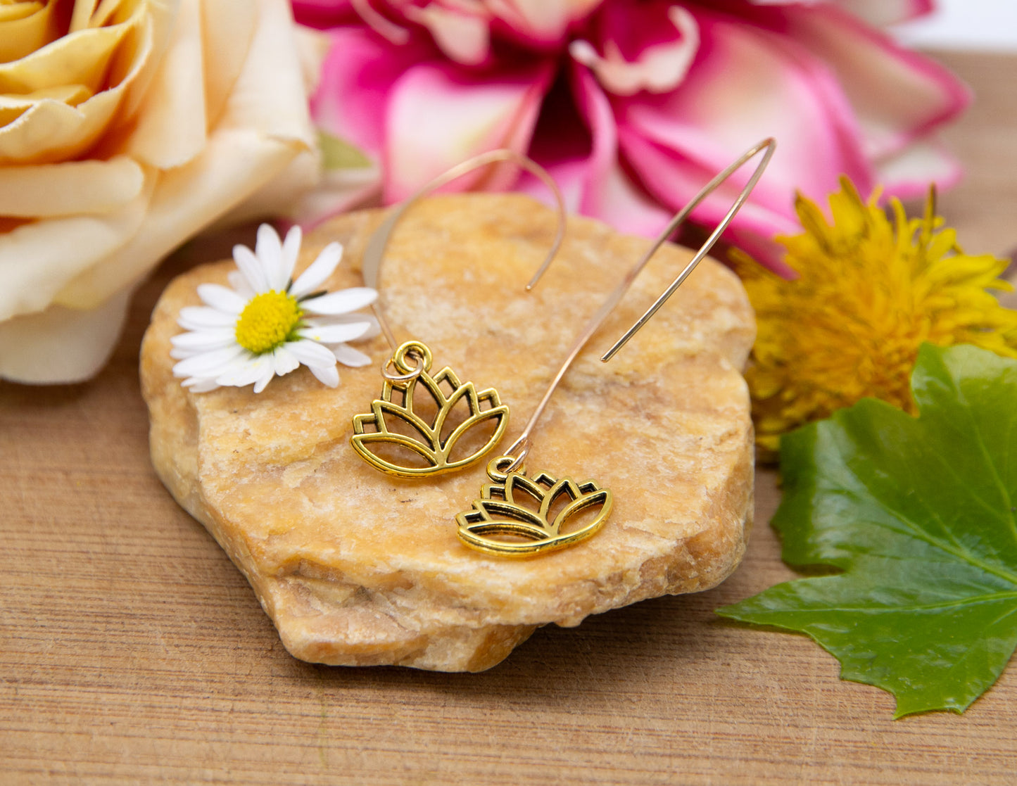 Golden Lotus Earrings