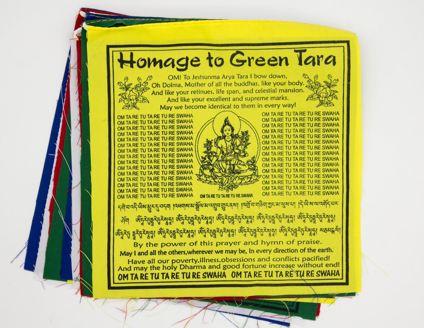 Grüne Tara Gebetsfahnen auf Englisch, Multi / 20x20cm, 2m