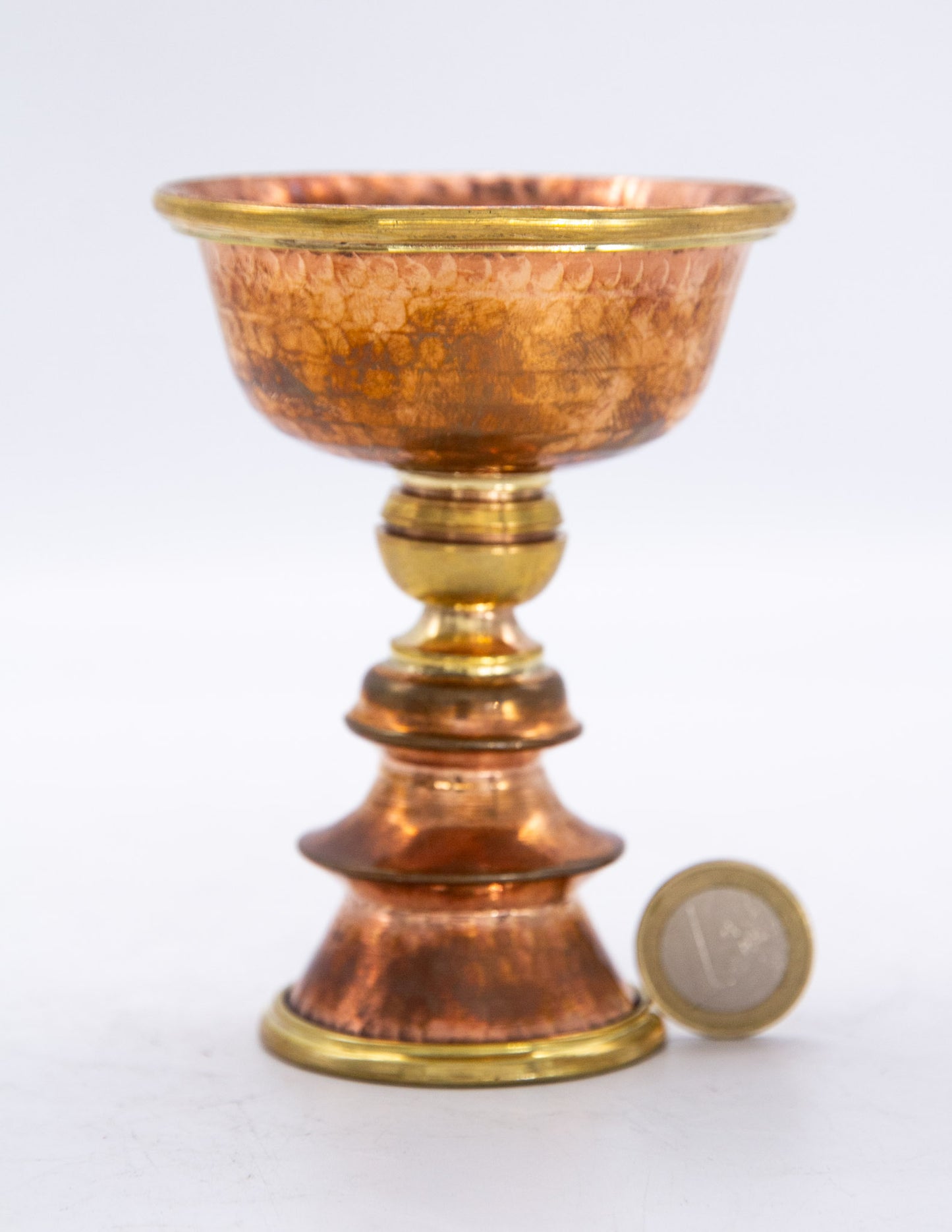 Hammered Butter Lamp, Polished Copper & Brass / 11cm