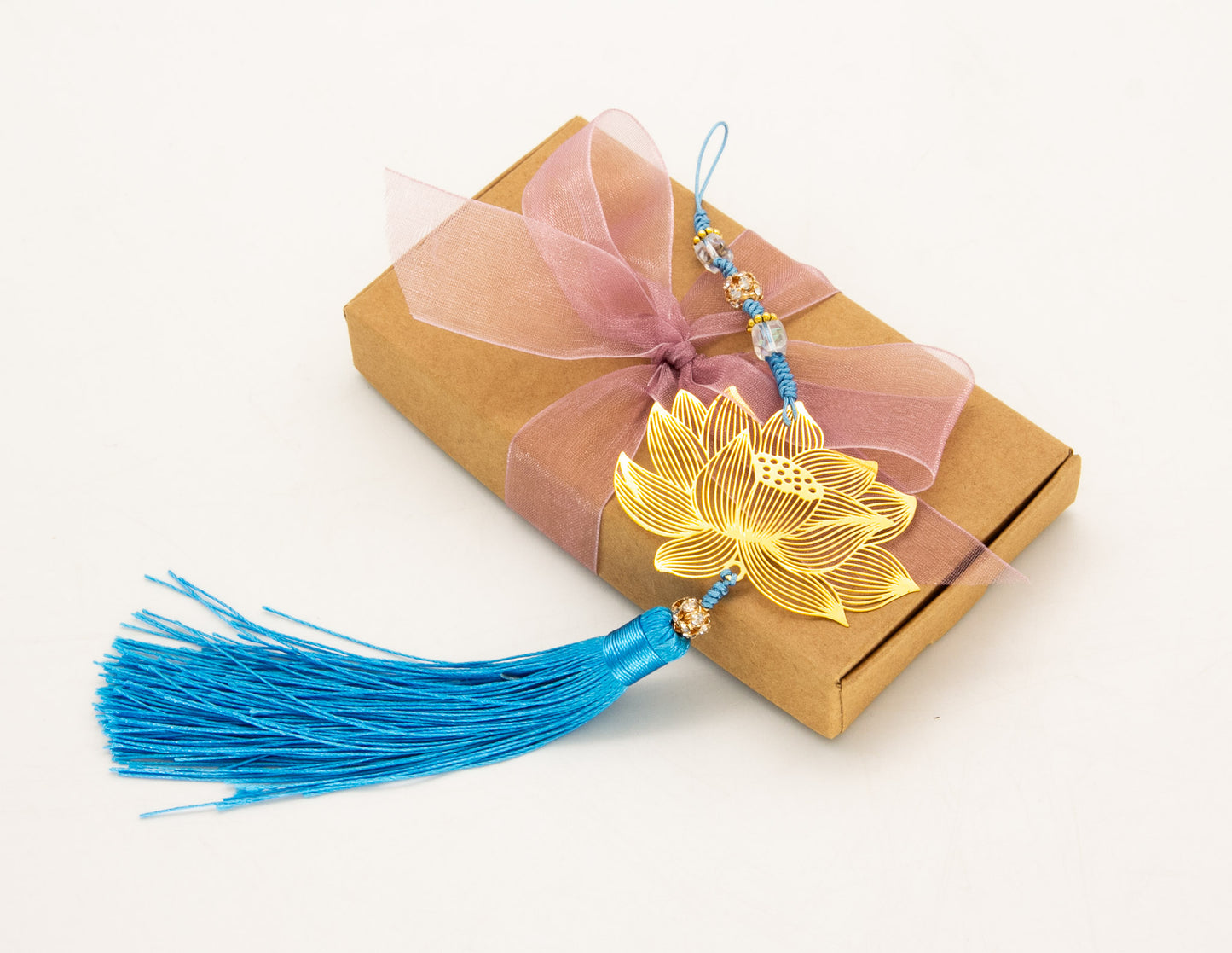 Handcrafted Golden Lotus Pendant with Quote