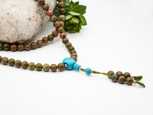 Unakite & Turquoise Mala – 8mm