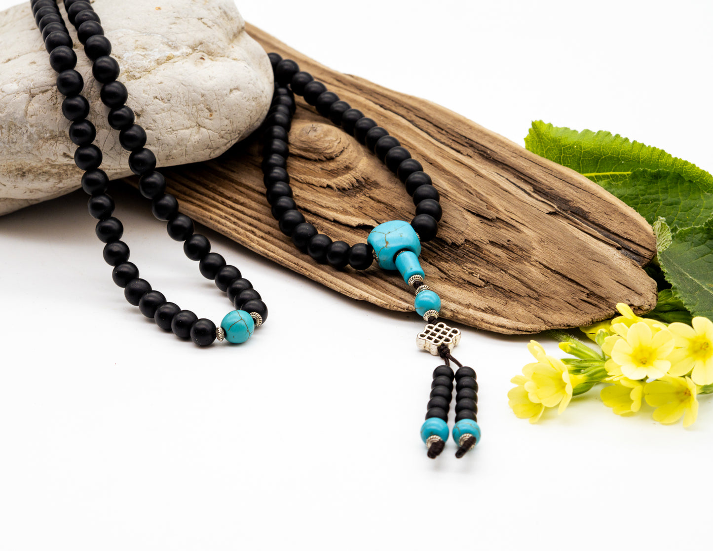 Black Onyx & Turquoise Mala – 8mm