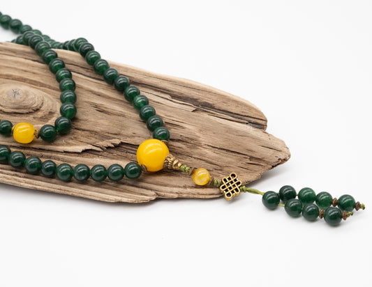 Taiwanese Jade & Yellow Onyx Mala – 8mm