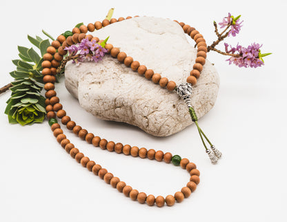 Sandalwood & Taiwanese Jade Mala – 7mm