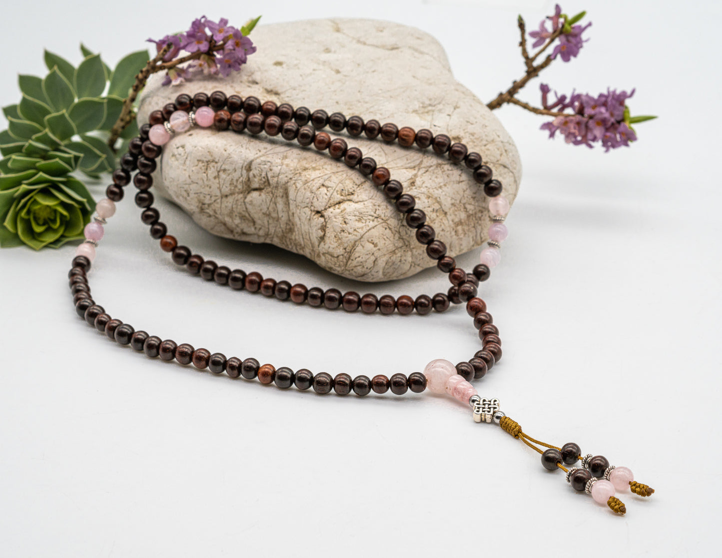 Rosewood & Rose Crystal Mala – 6mm