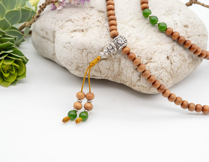 Sandalwood & Taiwanese Jade Mala – 6mm