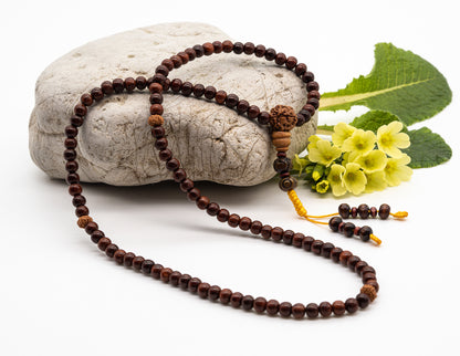 Rosewood & Rudraksha Mala – 6mm