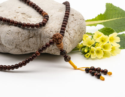 Rosewood & Rudraksha Mala – 6mm