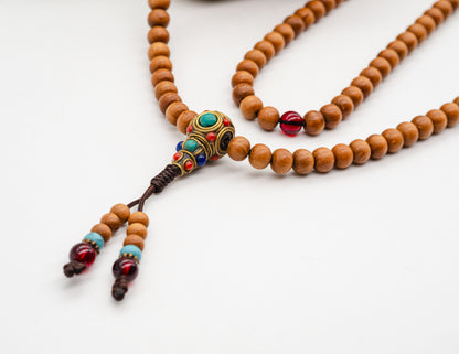 Sandalwood & Red Stones – 8mm