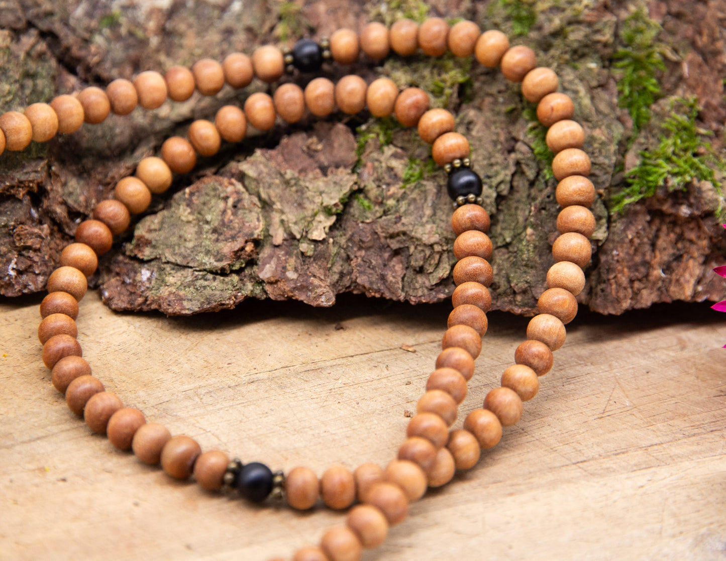 Sandalwood & Black Onyx mala 6mm