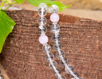 Crystal & Rose Angelite Mala