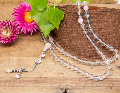 Crystal & Rose Angelite Mala