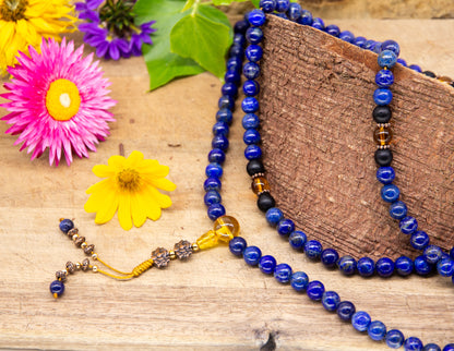 Lapis Lazuli & Black Onyx and Citrine Mala 8mm