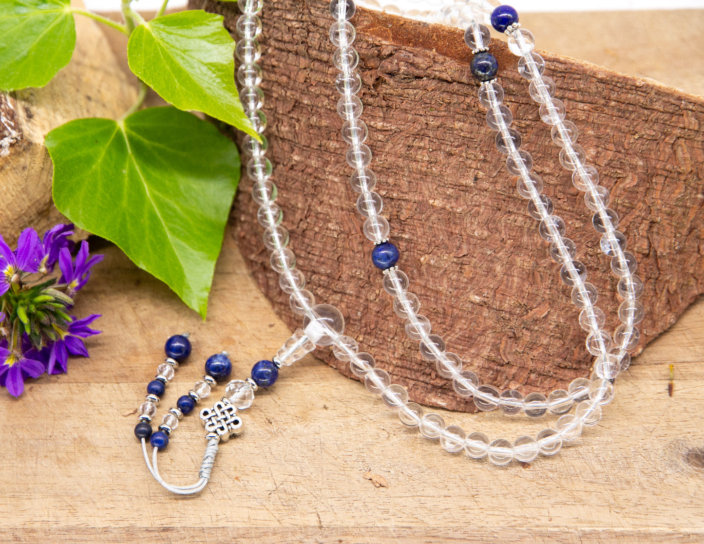 Crystal & Lapis Lazuli Mala 6mm