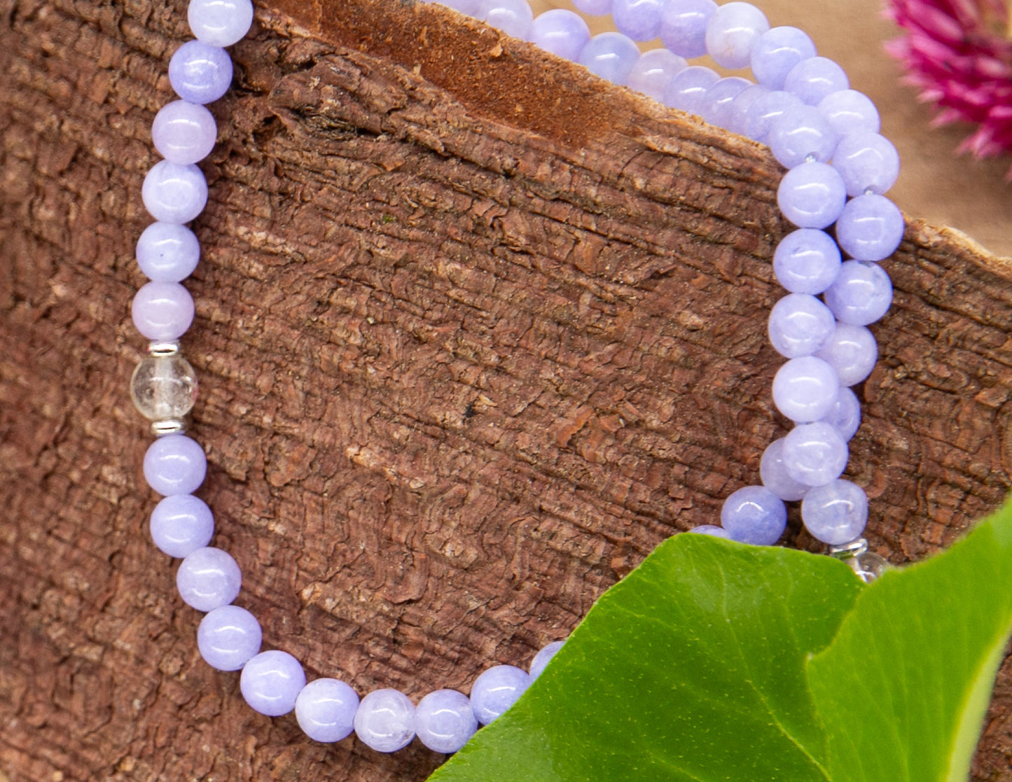 Purple Angelite & Crystal Mala 6mm