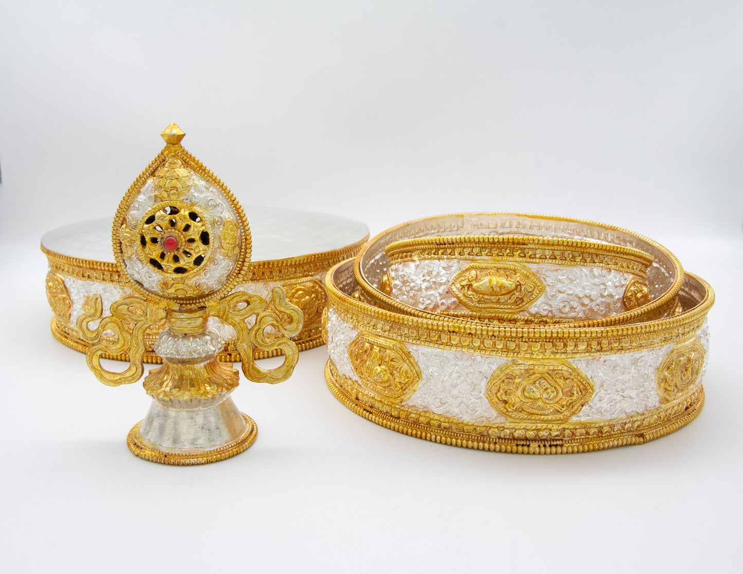 Handgefertigtes Gold & Silber Mandala Set – Groß
