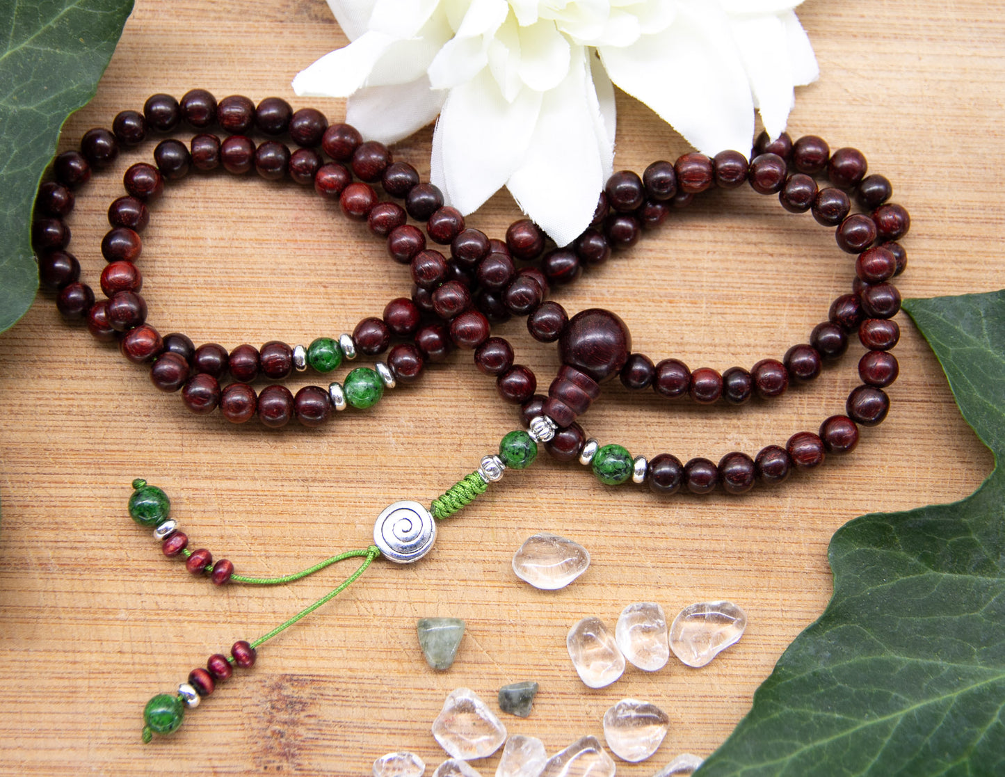 Rosewood & Serpentine Mala – 6mm