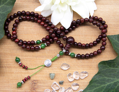 Rosenholz & Serpentin Mala – 6mm